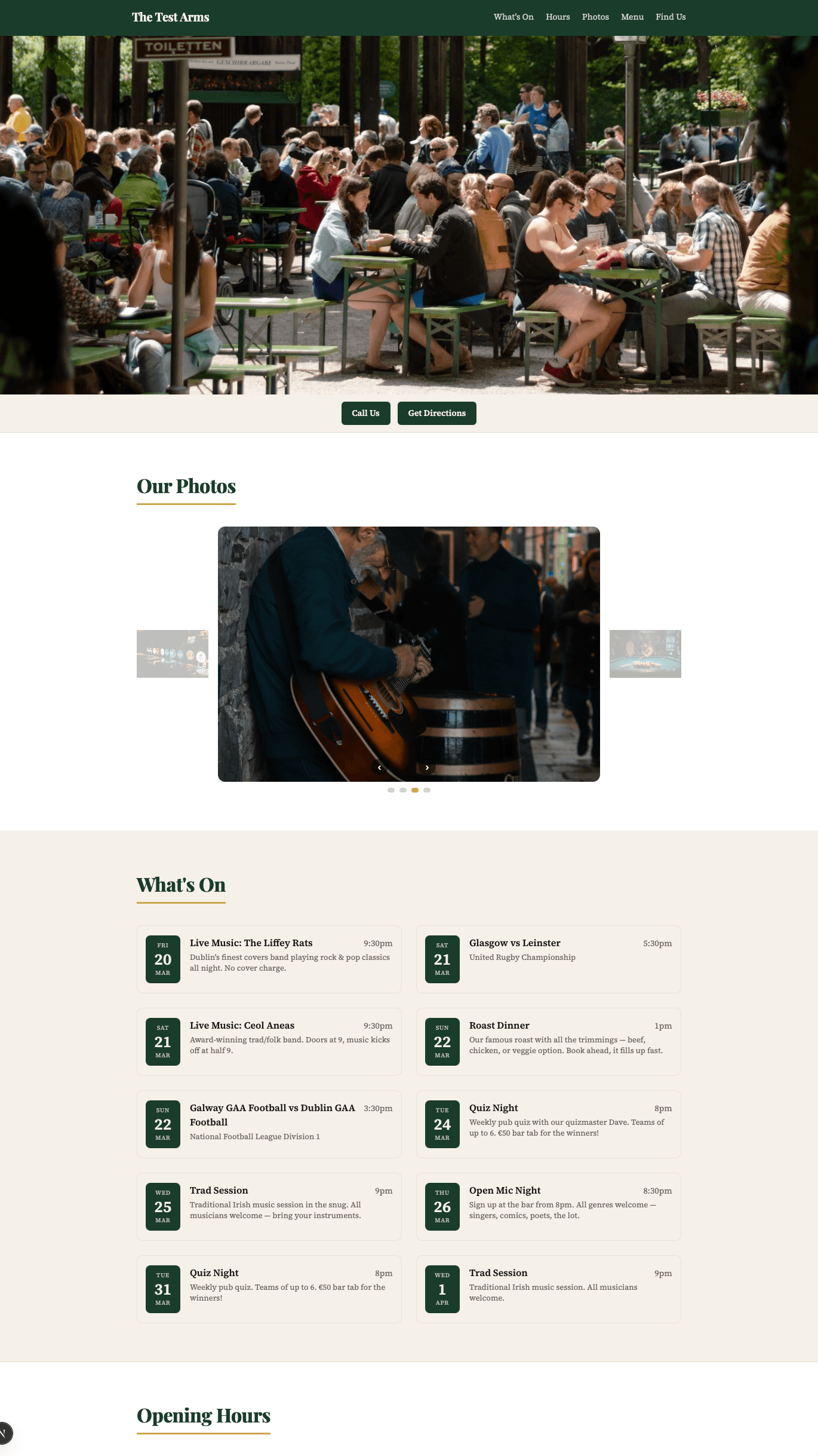 Classic pub website theme