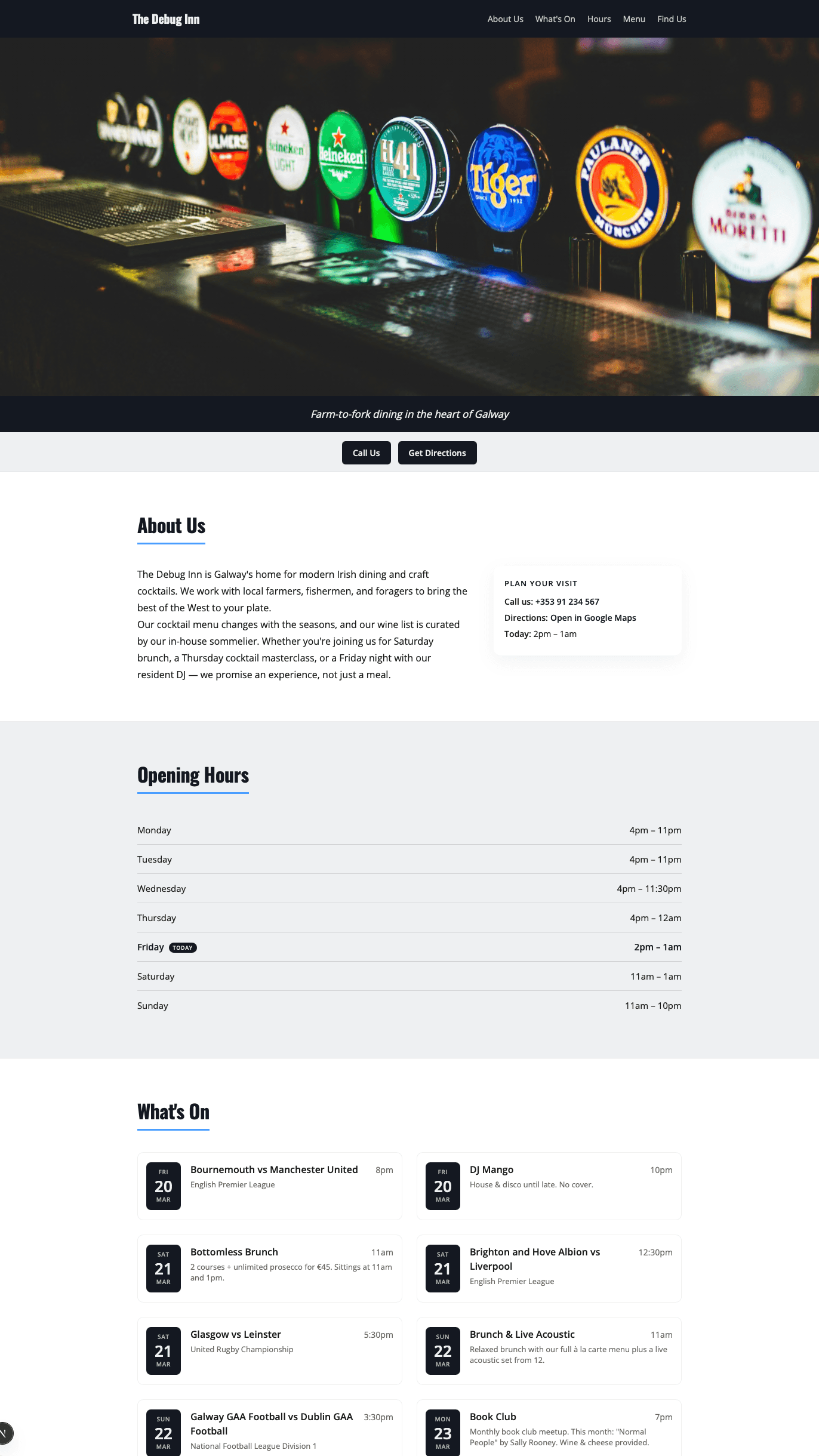 Bold pub website theme